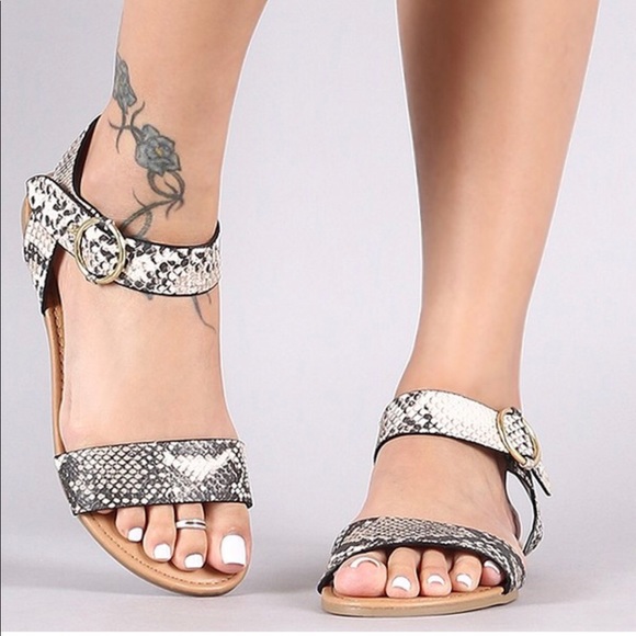 Qupid Shoes - Snake Print Sandals